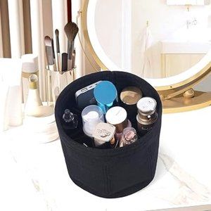 NWT Make-up Jewelry Bag Organizer Liner Black Purse Round Louis Vuitton Epi Noe